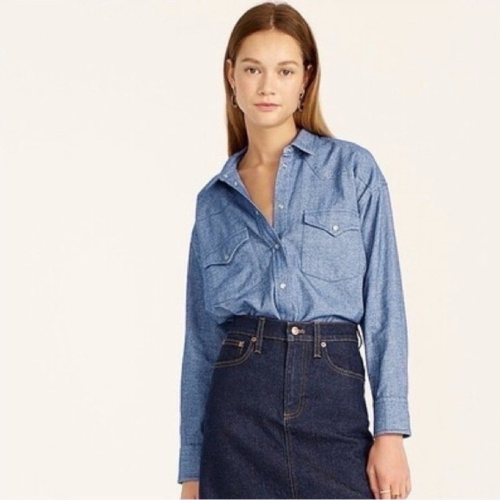 J.Crew Relaxed-fit indigo flannel shirt - Picture 1 of 8